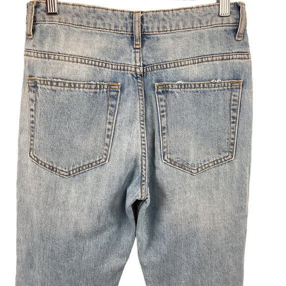 Zara Woman Premium Denim Distressed Jeans Mid-Rise Size 4 Light Wash Cotton - Picture 8 of 10